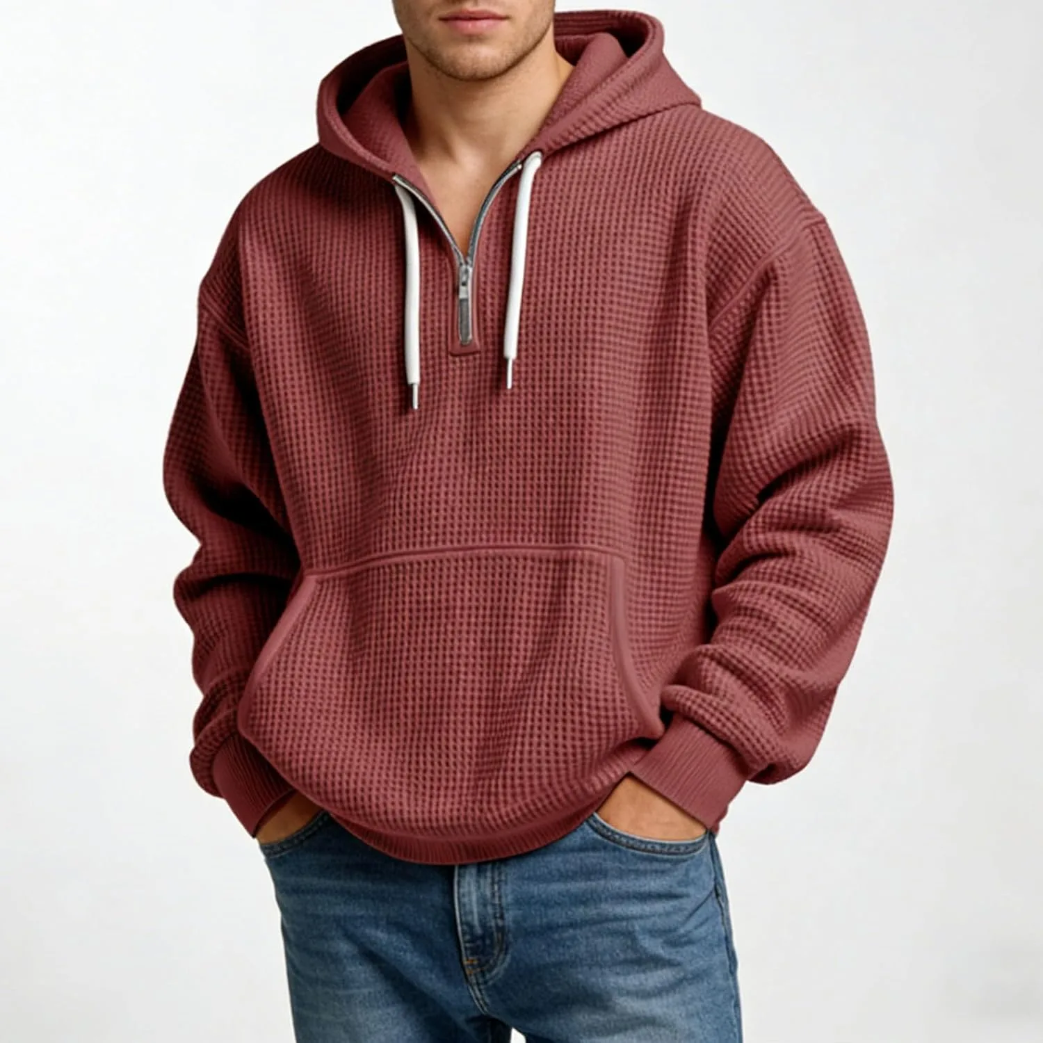 Толстовка мужская Knit Hoodie Pullover Quarter Zip — фото 3