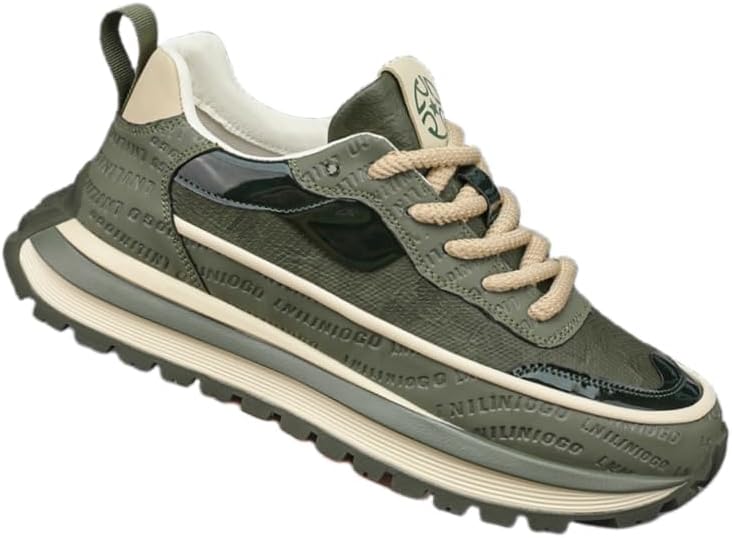 

Мужские и женские кроссовки в стиле колледжа, однотонные, всесезонные, дышащие и легкие повседневные обувь, с толстой подошвой для бега, с шнуровкой Hoalox, зеленый