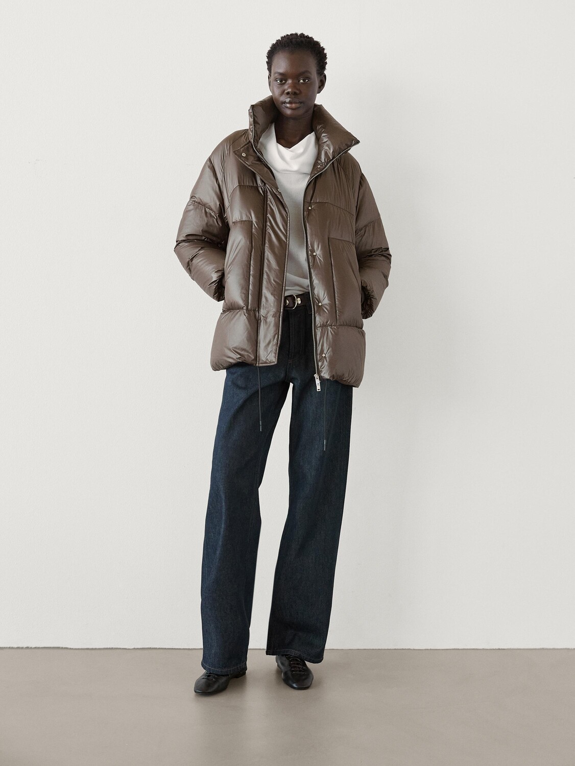 

Пуховик Massimo Dutti, коричневый