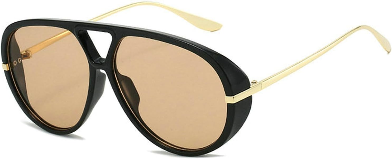 

COTIA Модные солнцезащитные очки-пилот большого размера для женщин и мужчин, квадратные, в стиле ретро, ​​с двойным дужком, для вечеринок на открытом воздухе, Black Champagne