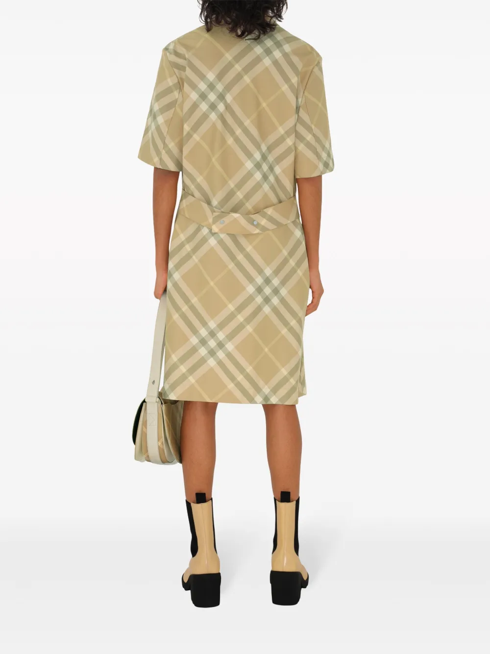 Платье-рубашка BURBERRY, винтажная клетка, нейтральный, хлопок — фото 4