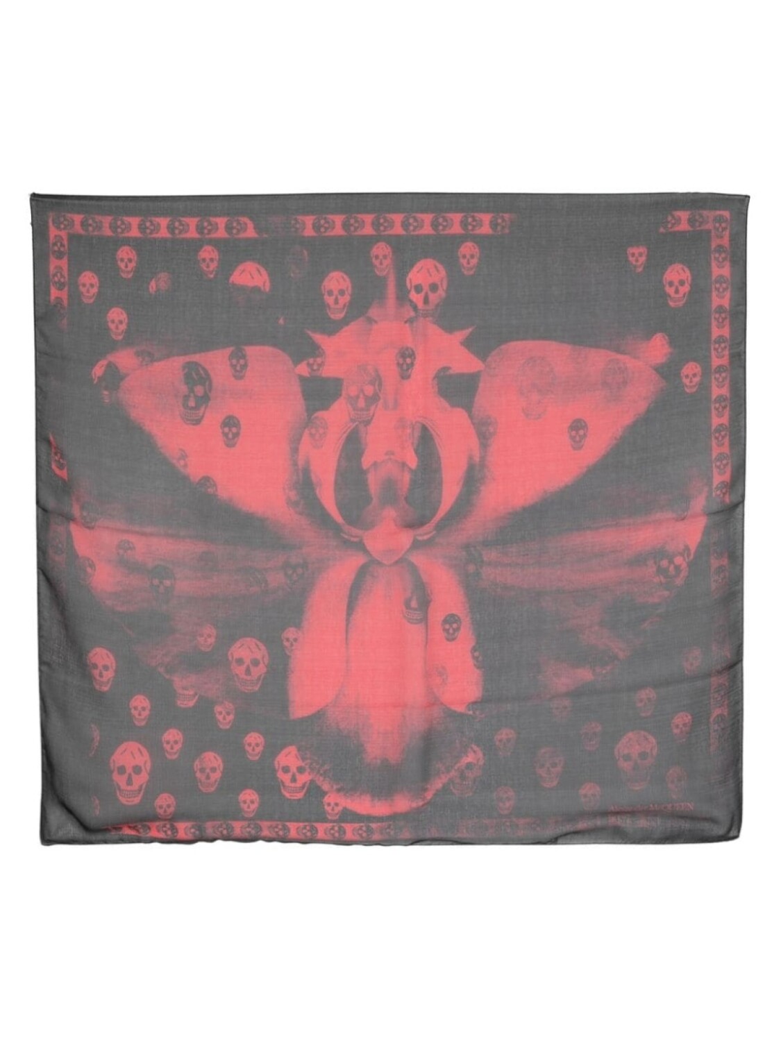

Alexander McQueen шелковый платок Orchid Classic с принтом Skull, черный