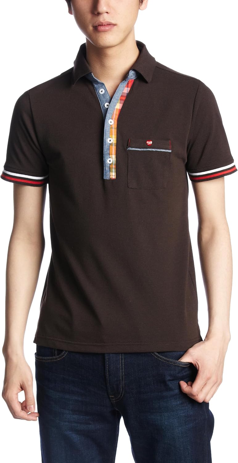 

Поло в клетку с сердечками в горошек Pincponc, коричневый