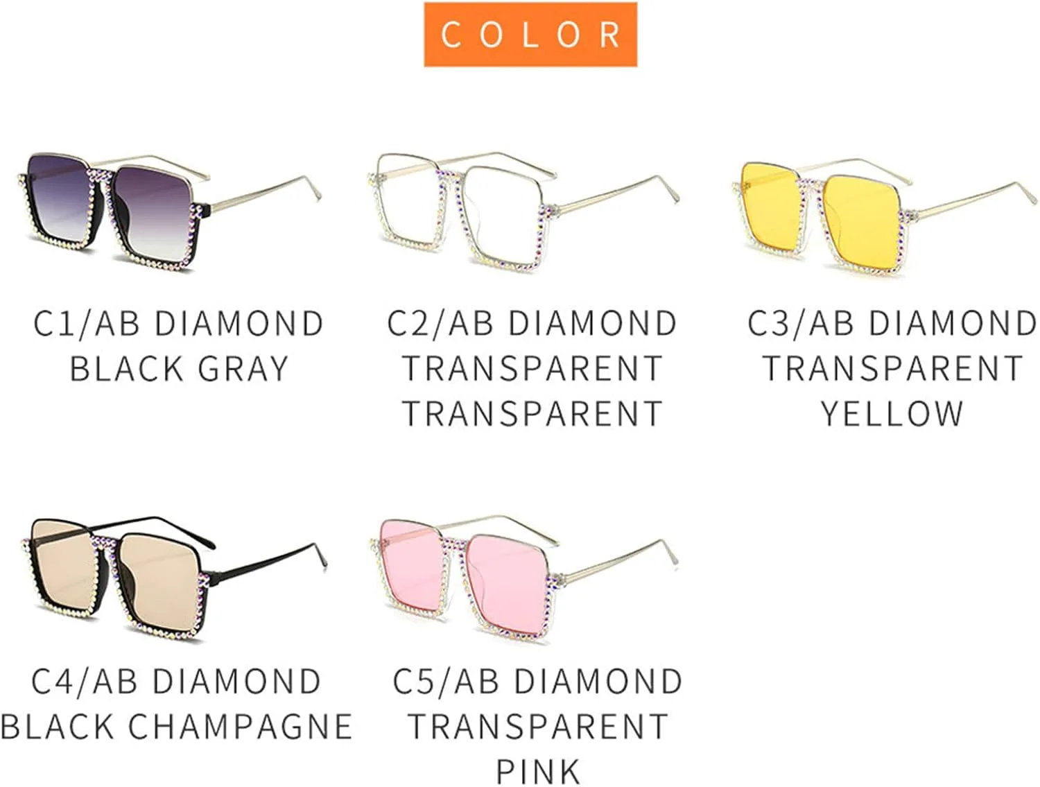 

Willochra Милые большие квадратные солнцезащитные очки с блестками и стразами, модные женские очки конфетных цветов для вечеринки и пляжа, 2pcs-pink&brown