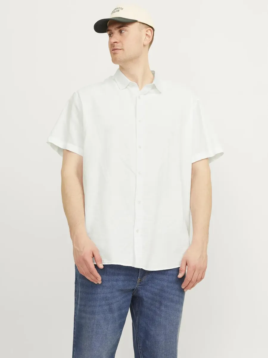 

Рубашка с короткими рукавами Jack & Jones PlusSize "JJELINEN BLEND SHIRT SS SN PLS", белый