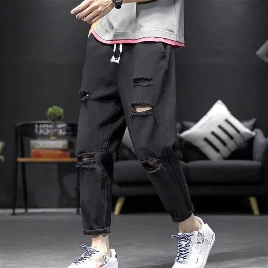Джинсы, широкие штанины, Men Jeans Harem Streetwear Trousers Wide Leg Cowboy Pants, белые — фото 3