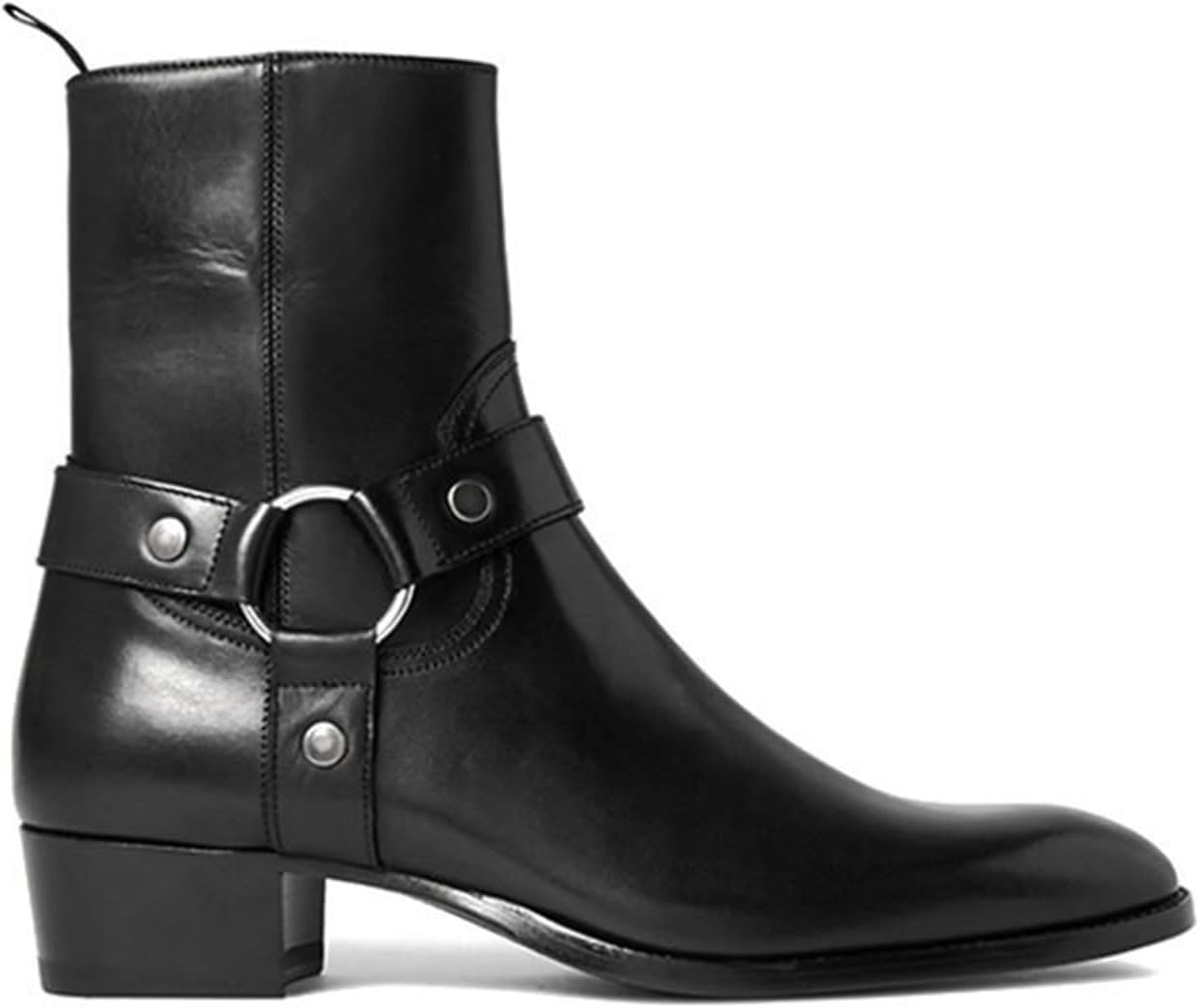 

Ковбойские сапоги DHAEY Western для женщин и мужчин с боковой молнией, заостренным носком, модные унисекс, короткие ретро-классические ботинки на весну и осень (Цвет: черный, Размер: 11,5 для женщин / 10 для мужчин)