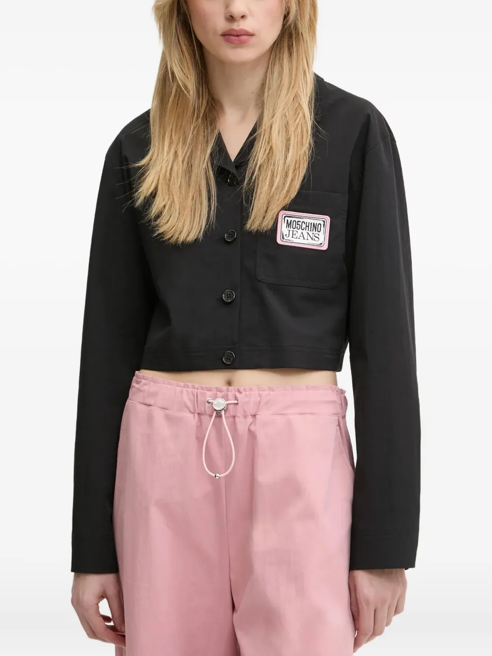 

Рубашка с нашивкой-логотипом MOSCHINO JEANS, черный