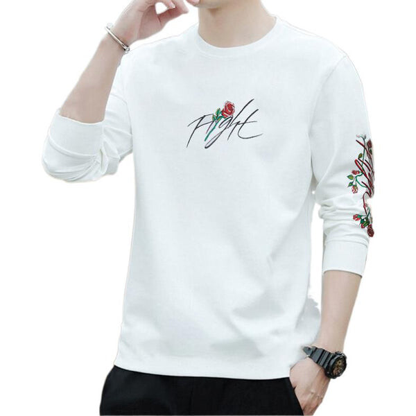 Толстовка Men's Nike Sleeve Side Flowers Logo Printing Round Neck Long Sleeves White, белый — фото 2