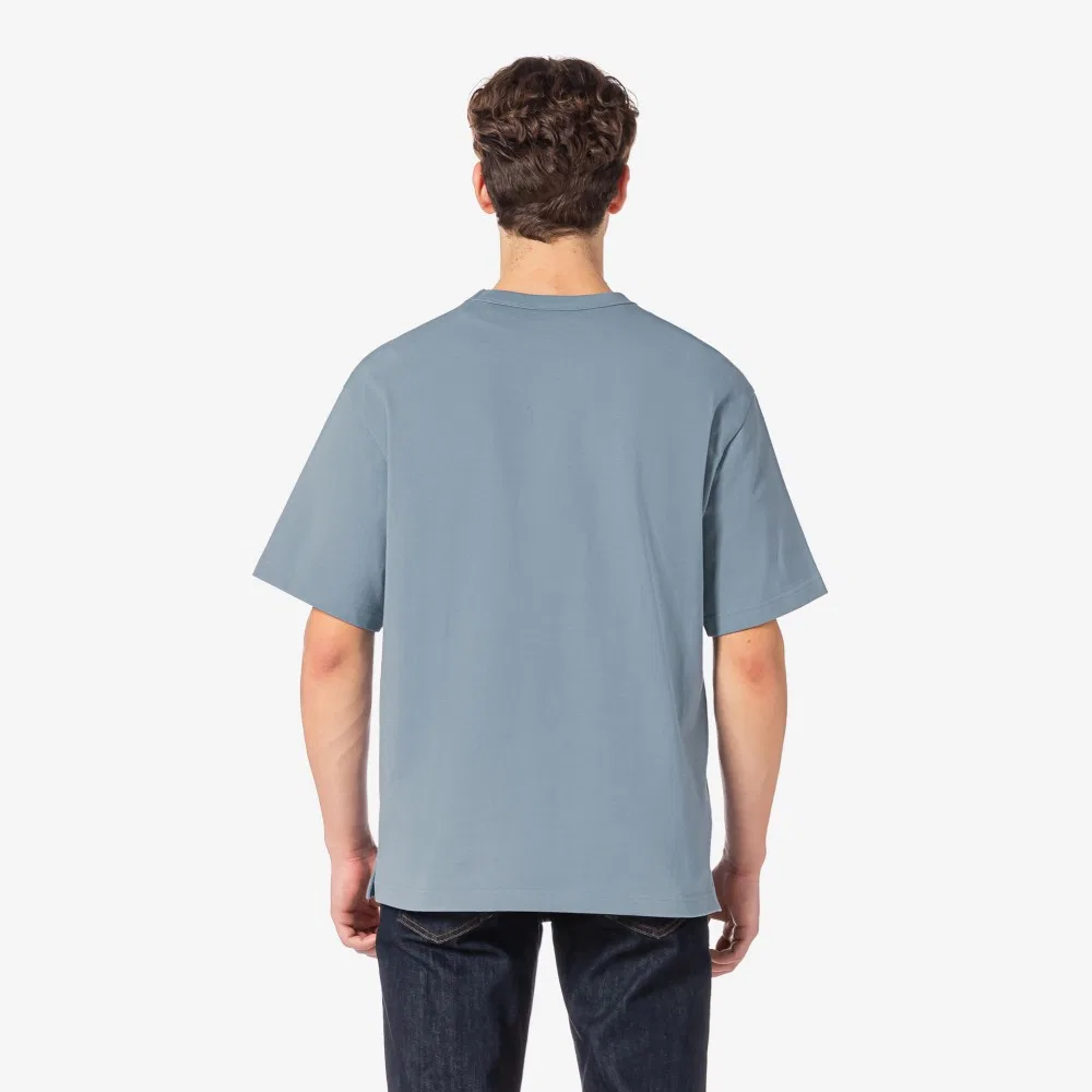 Мужская базовая футболка из плотного джерси, серо-голубая, от Lacoste — фото 3