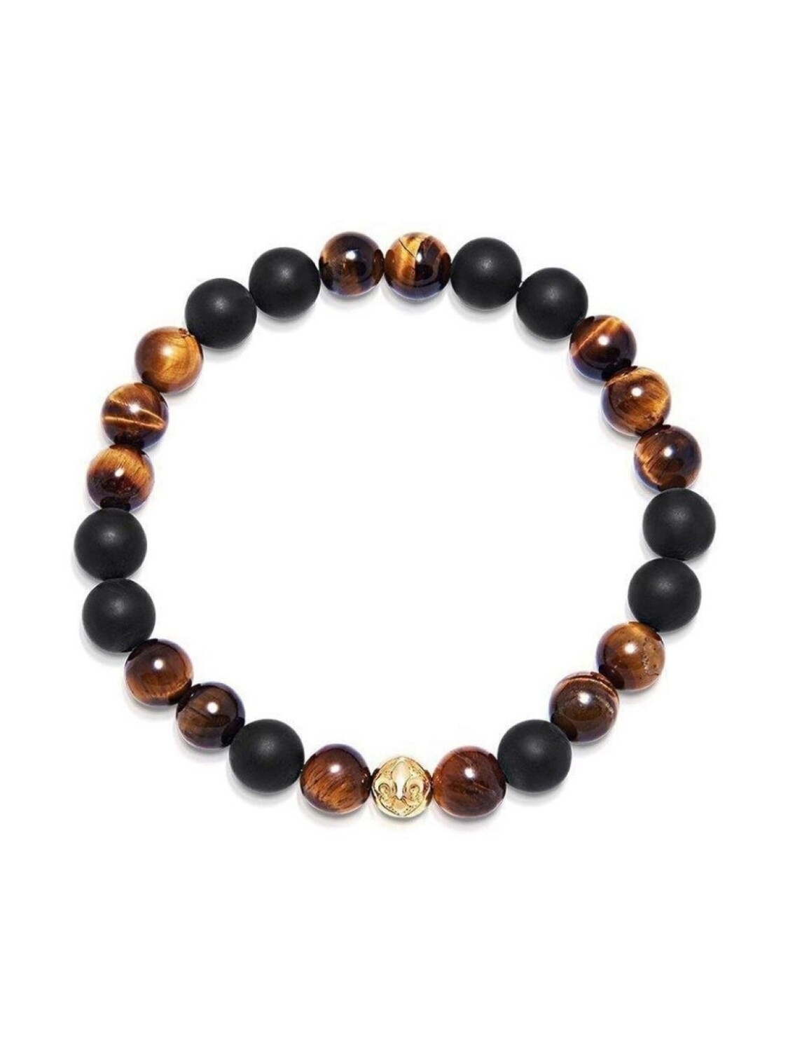 

Браслет с бусинами из тигрового глаза и оникса Nialaya Jewelry, коричневый
