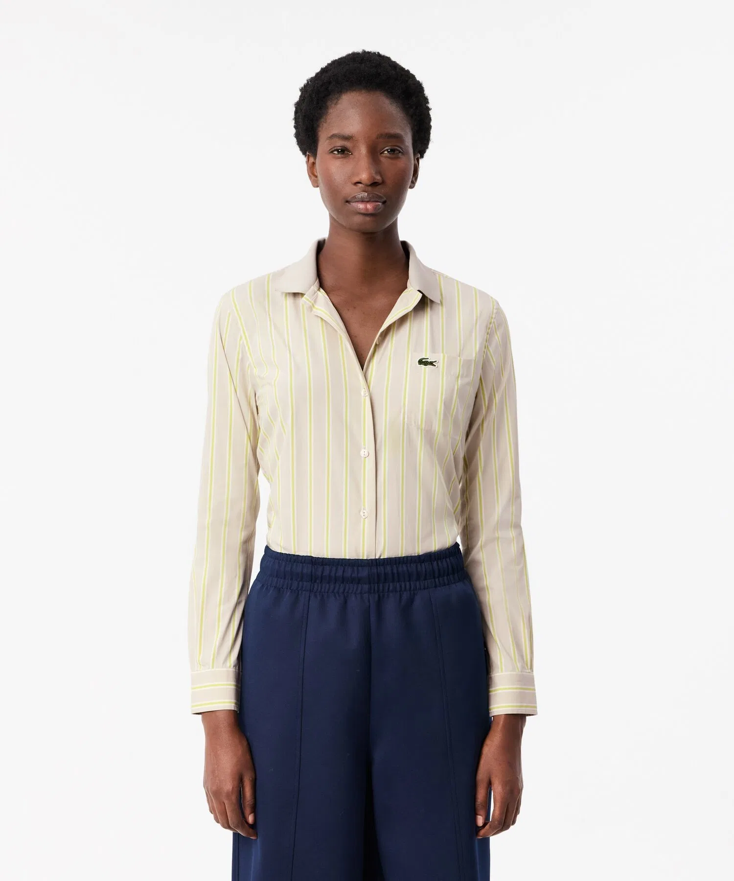 Рубашка Lacoste полосатая бежевая