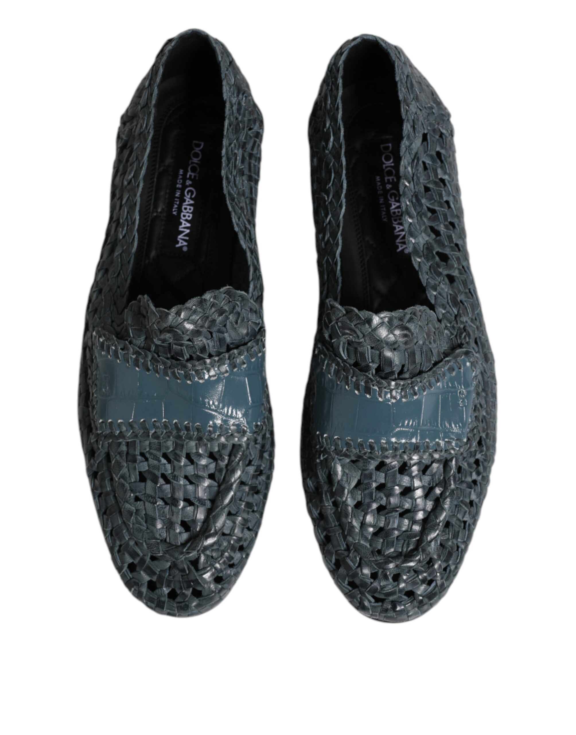 Синие плетеные кожаные туфли-лоферы Dolce & Gabbana, Blue — фото 3