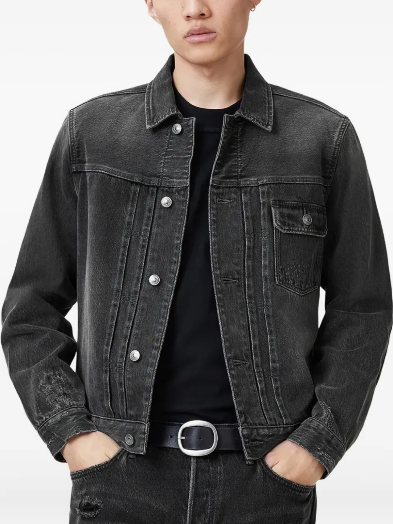 

Куртка из стираного денима AllSaints, черный