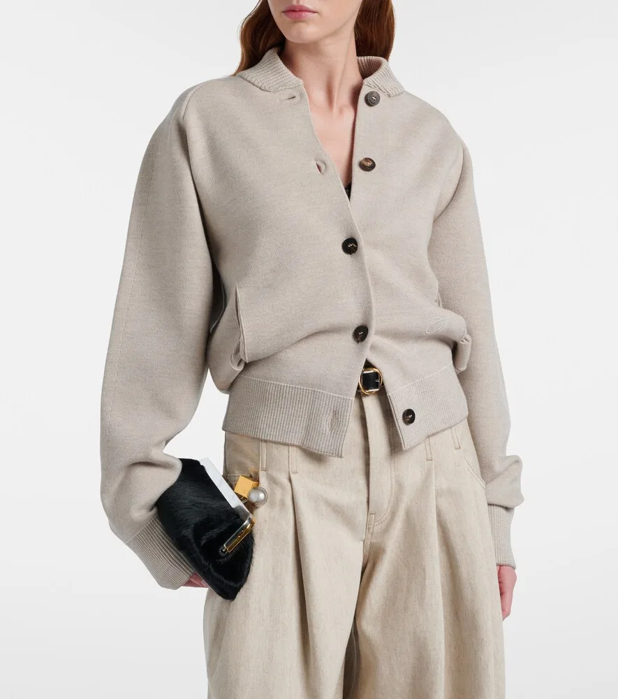 Кардиган из смесовой шерсти цвета лаванды Jacquemus, бежевый — фото 2