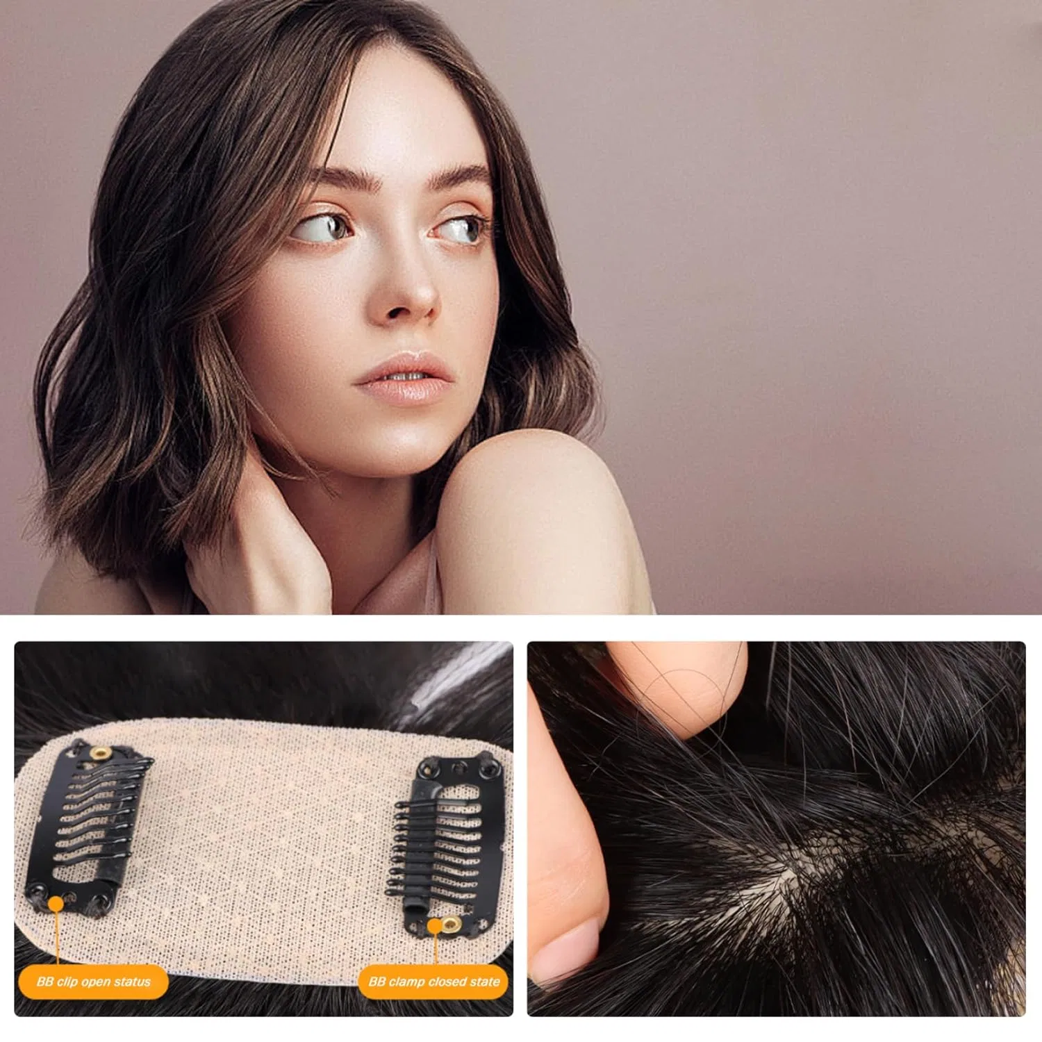 Накладка для волос из натуральных волос, 25 см, коричневая Evimstil, Natural Black — фото 3