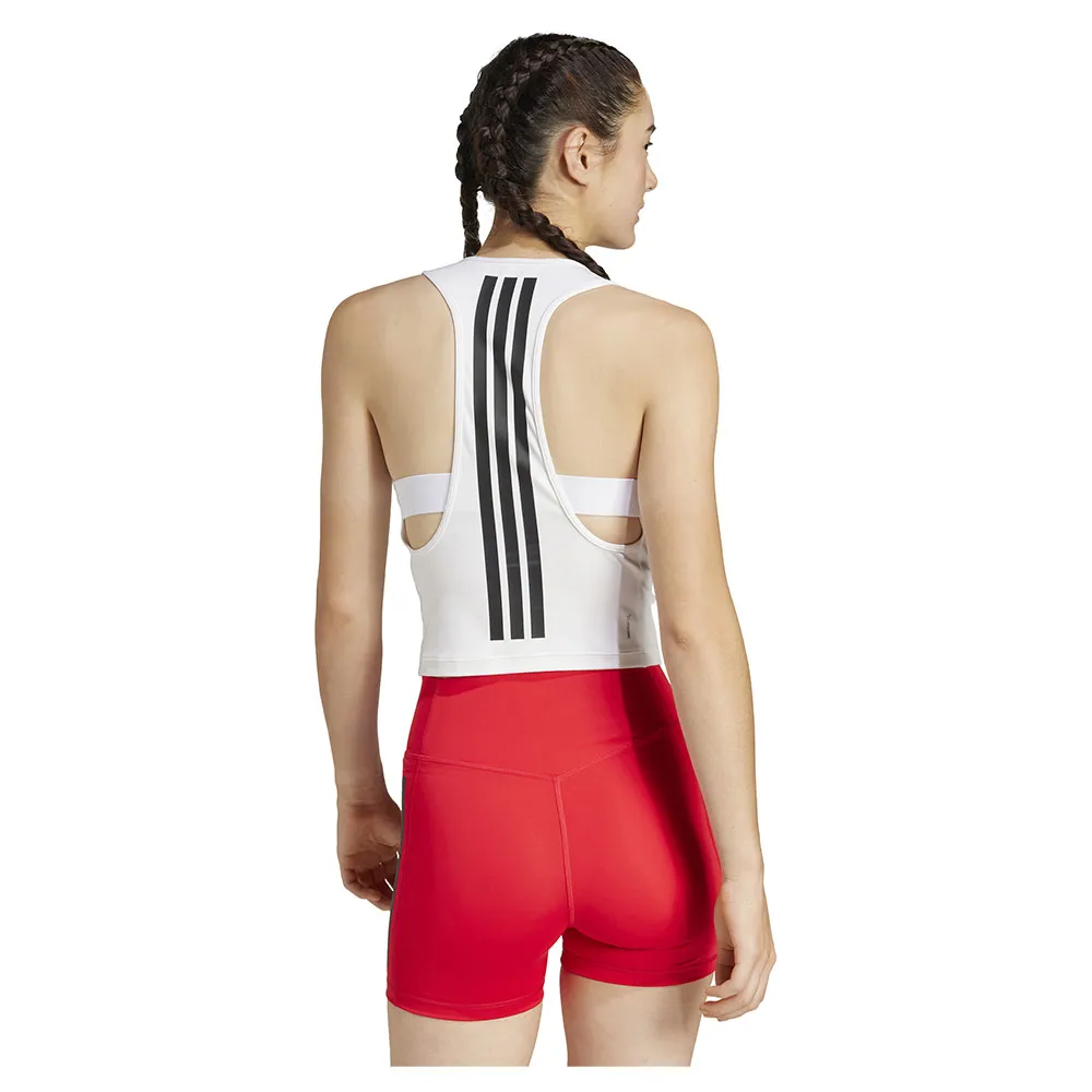 Спортивный топ adidas Power 3 Stripes Racerback Bra, белый — фото 2