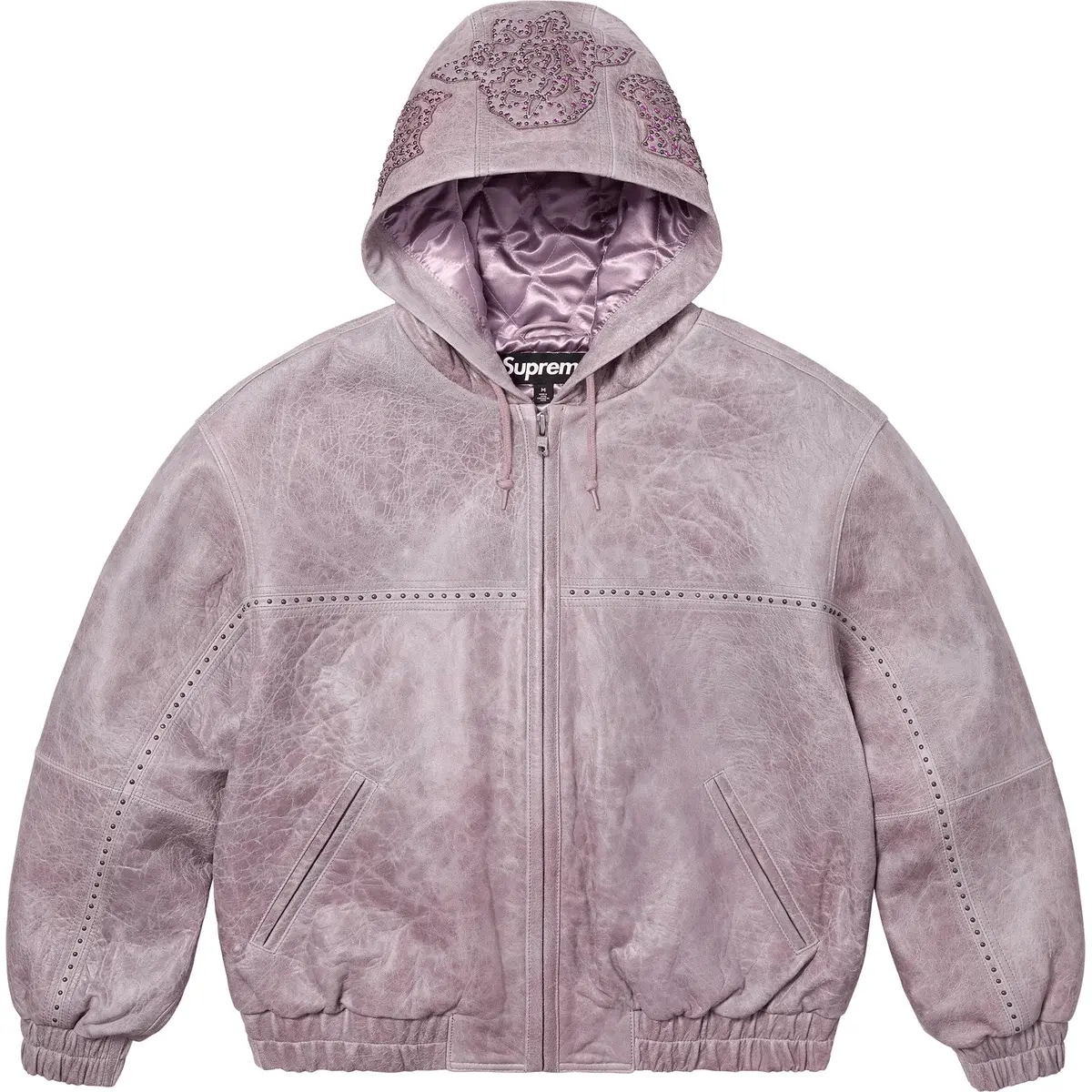 

Supreme Кожаная куртка с капюшоном и заклепками, Lilac/Lilac