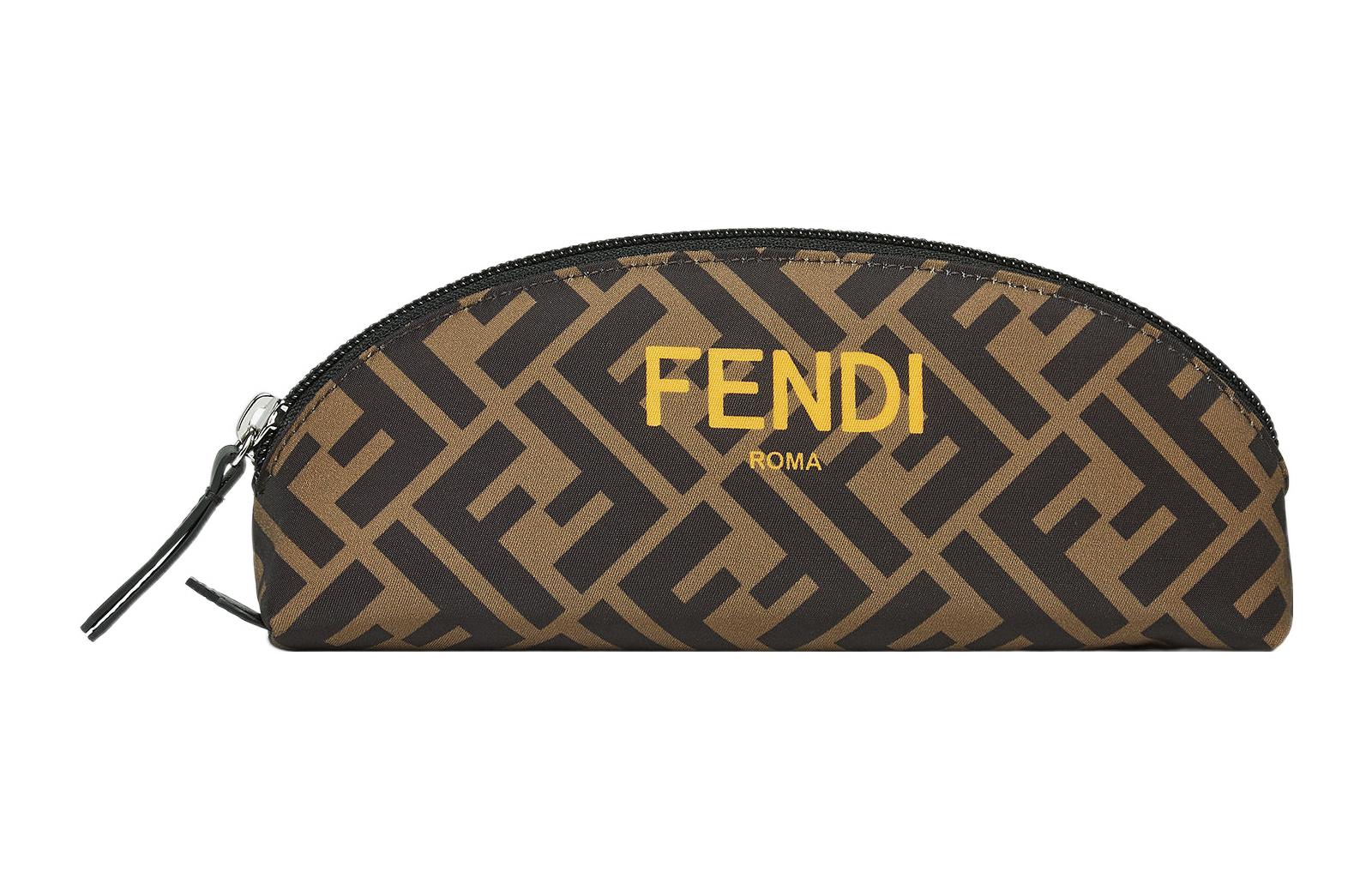 

FENDI Кожаный пенал для ручек клатч детский бежевый коричневый