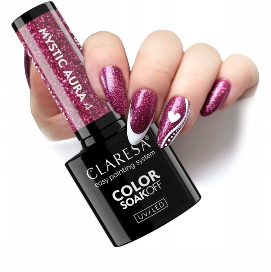 

Claresa Mystic Aura 4 Hybrid Glitter Pink Nail Polish 5 г Puderek