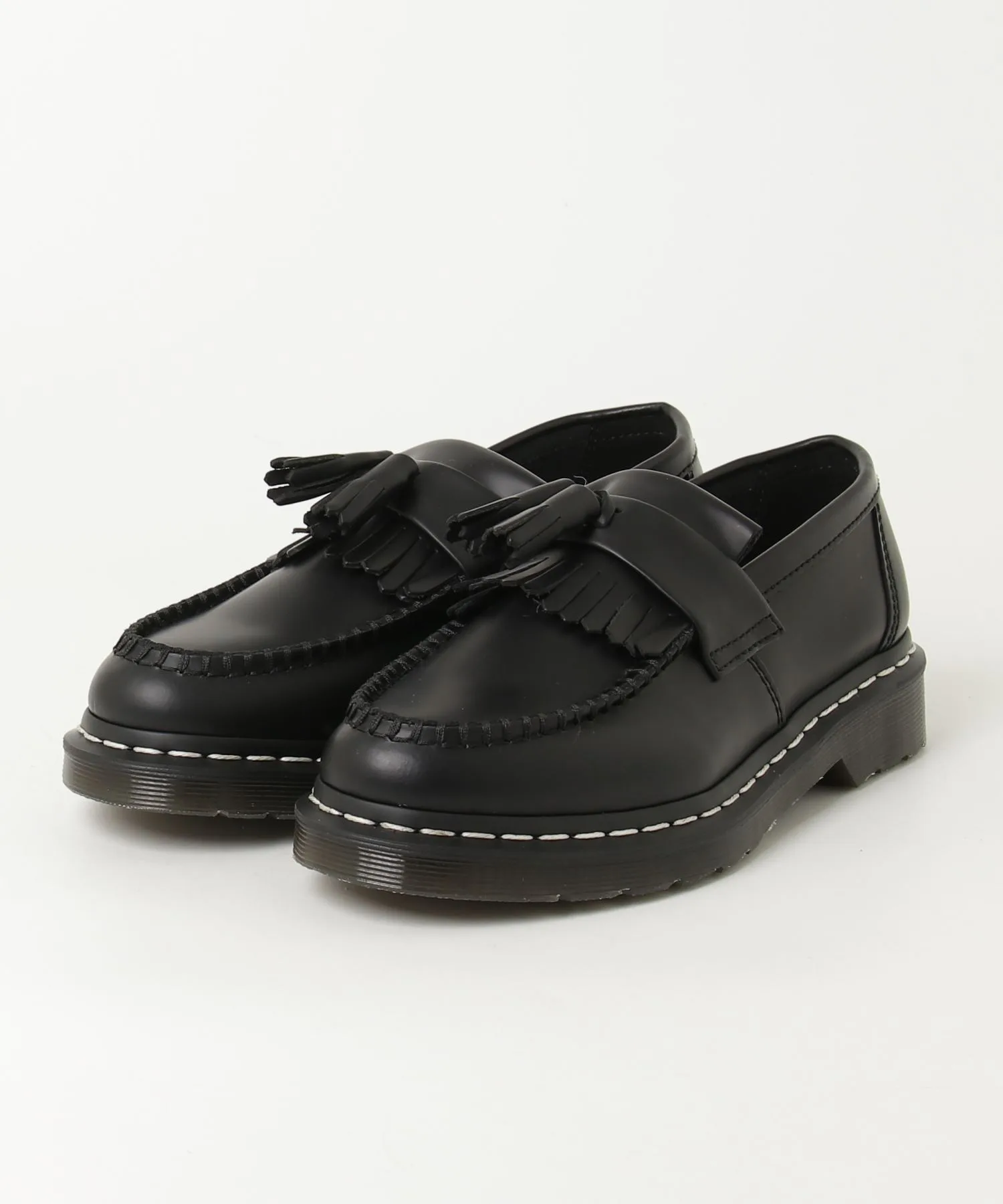 Мужские лоферы с белой строчкой Dr. Martens ADRIAN чёрные