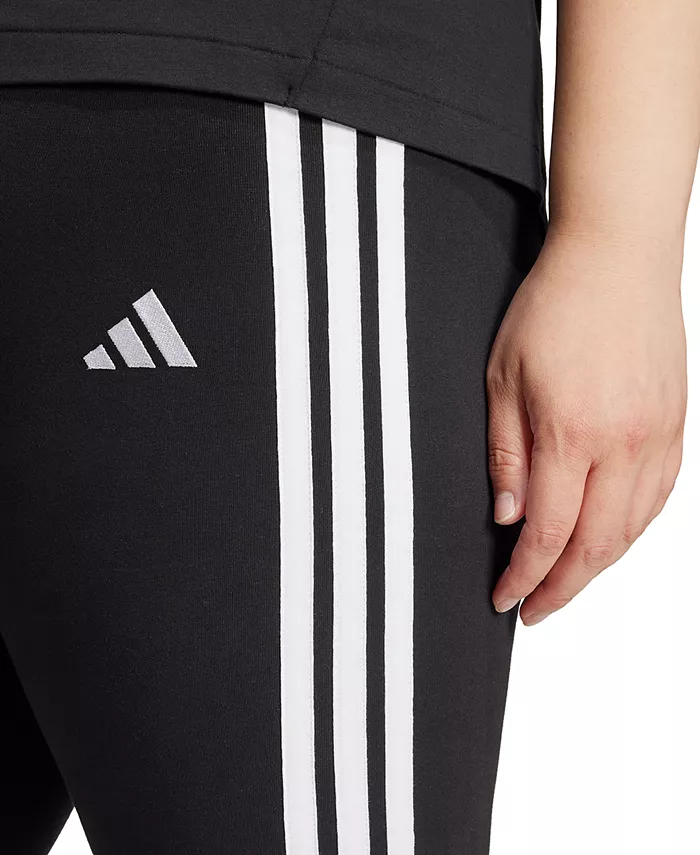 Эластичные хлопковые леггинсы Plus Size Essentials с тремя полосками adidas, черный — фото 4