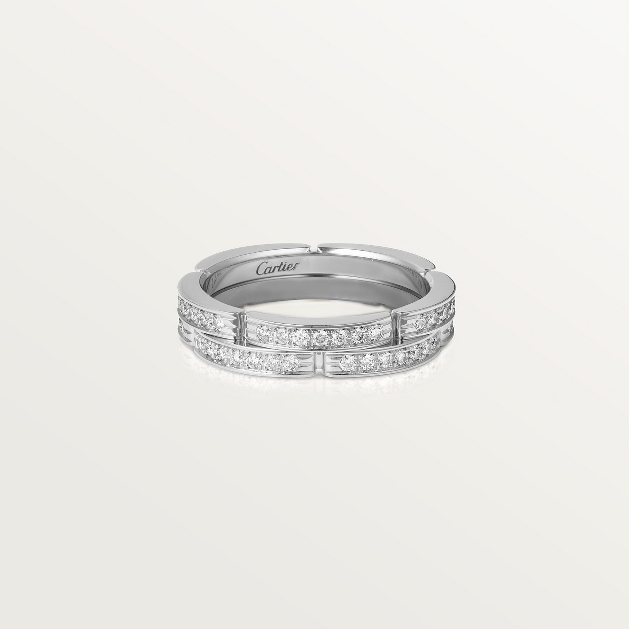 

Обручальное кольцо Cartier Alliance Maillon Panthère, deux rangs, semi-pavée, белое золото