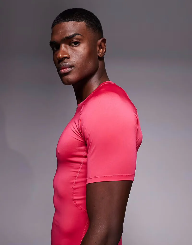 Футболка Nike Training Pro Dri-FIT облегающего кроя, розового цвета — фото 4
