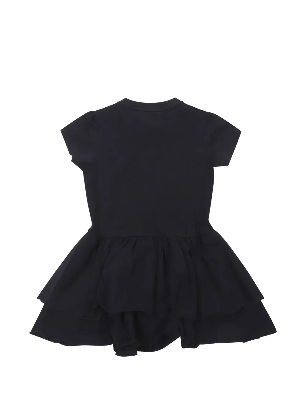 Платье с оборками и нашивкой-логотипом Moncler Enfant, синий — фото 2