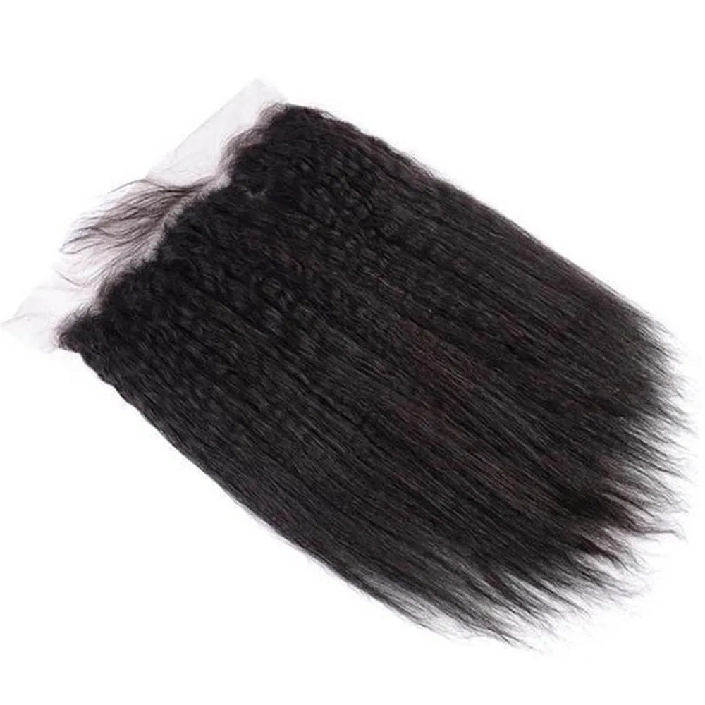 Фронтальная накладка 13x4 HD Lace Frontal из натуральных волос Yaki, прямые, черные, 150% плотность (14 дюймов) Yuhanxinheshe — фото 4