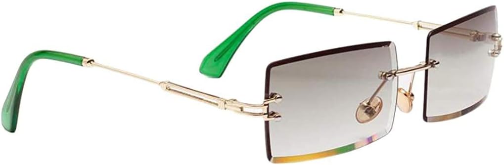 

Винтажные прямоугольные солнцезащитные очки, солнцезащитные очки без оправы, прямоугольные солнцезащитные очки без оправы, прямоугольные летние солнцезащитные очки Inzopo, Green