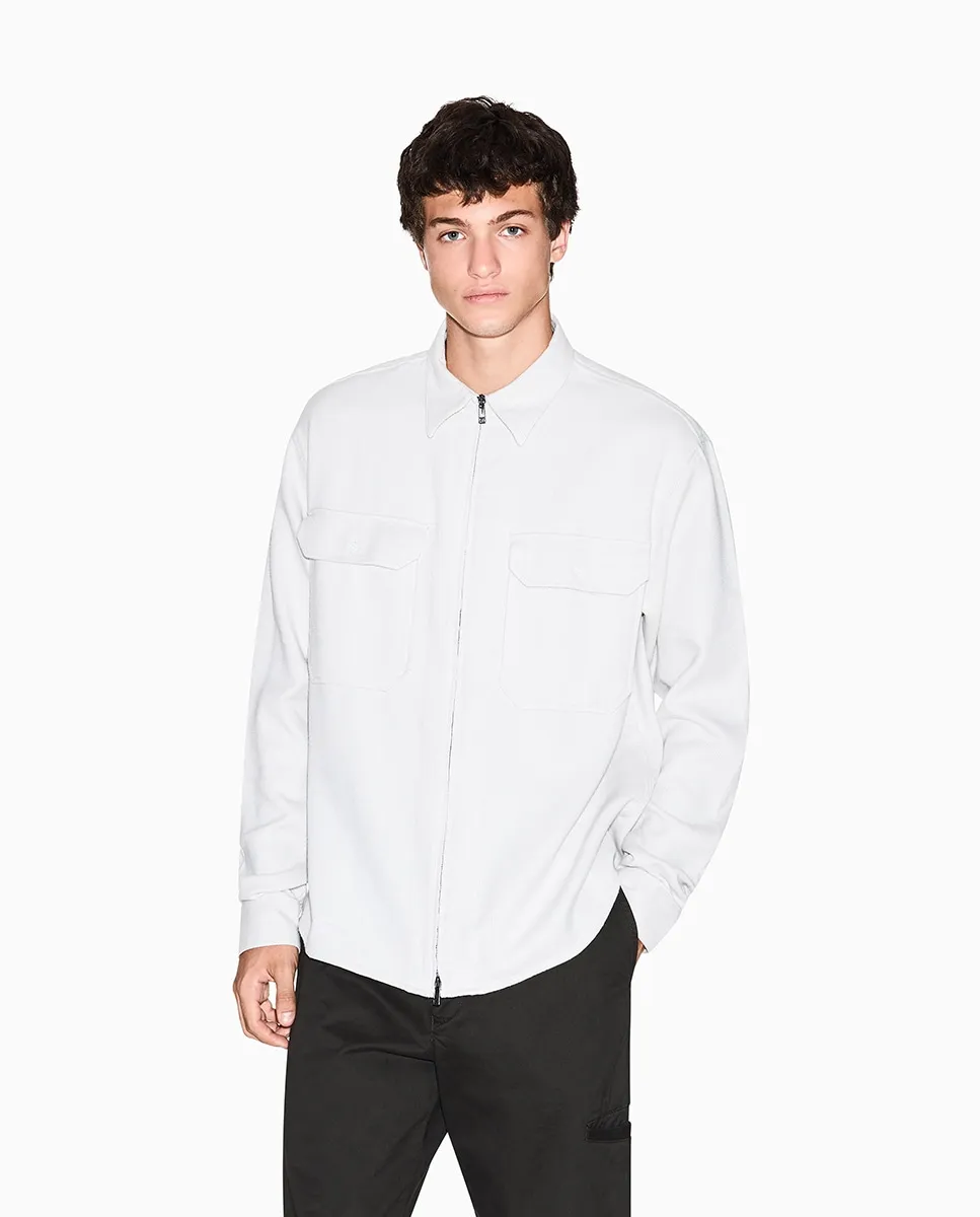 

Мужская комфортная рубашка с застежкой-молнией Armani Exchange, светло-серый