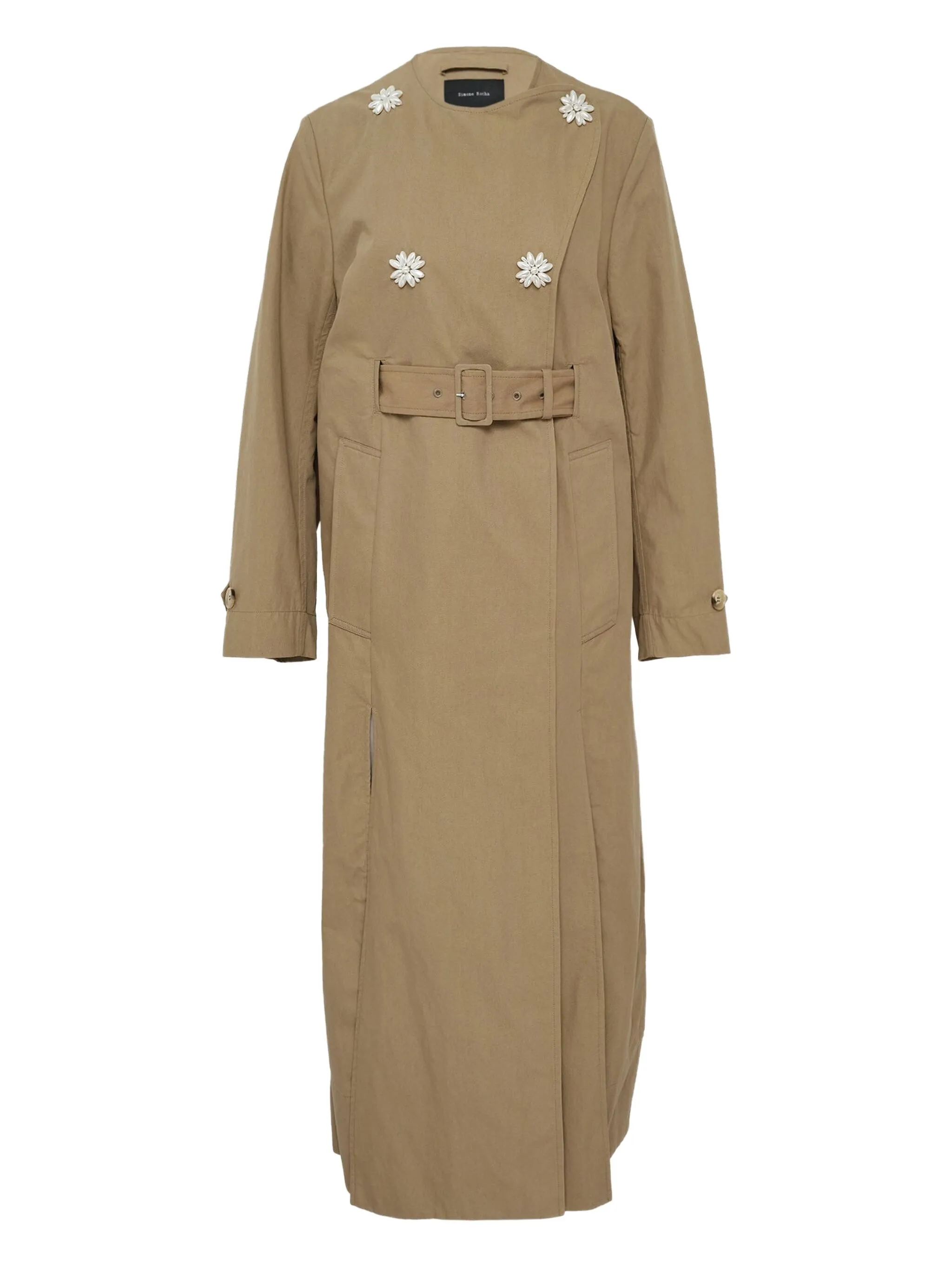 

Тренч с поясом Simone Rocha, бежевый