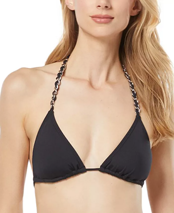 

Женский треугольный бикини-топ с цепочками вместо бретелей Michael Kors, черный