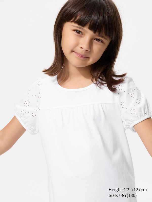 

Футболка с объемными рукавами (вышивка) Uniqlo, 00 white, Белый, Футболка с объемными рукавами (вышивка) Uniqlo, 00 white