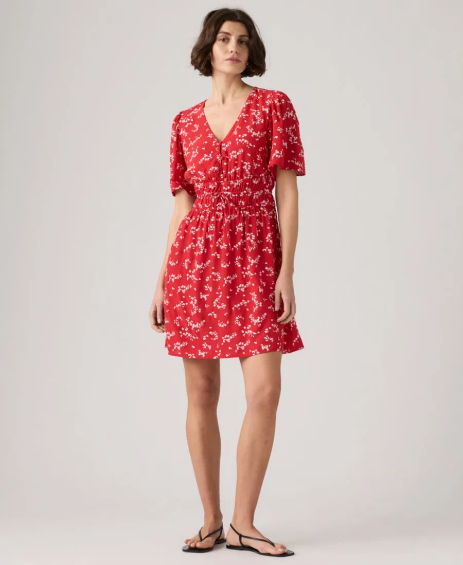 Женское мини-платье Rylan с V-образным вырезом из крепа Levi's, Janet Floral Urban Red