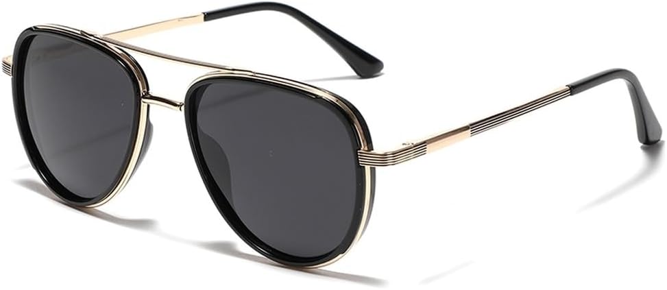 

поляризованные солнцезащитные очки для мужчин, полуметаллические ретро-солнцезащитные очки для женщин, летний стиль, зеленый, серый, коричневый WNCKSQ, Gold With Black