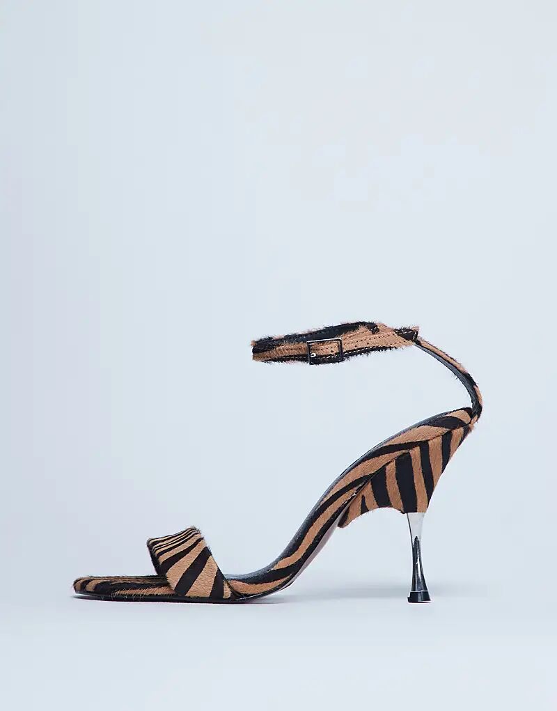 Туфли Topshop Fran из натуральной кожи с металлическим каблуком и тигровым принтом — фото 2