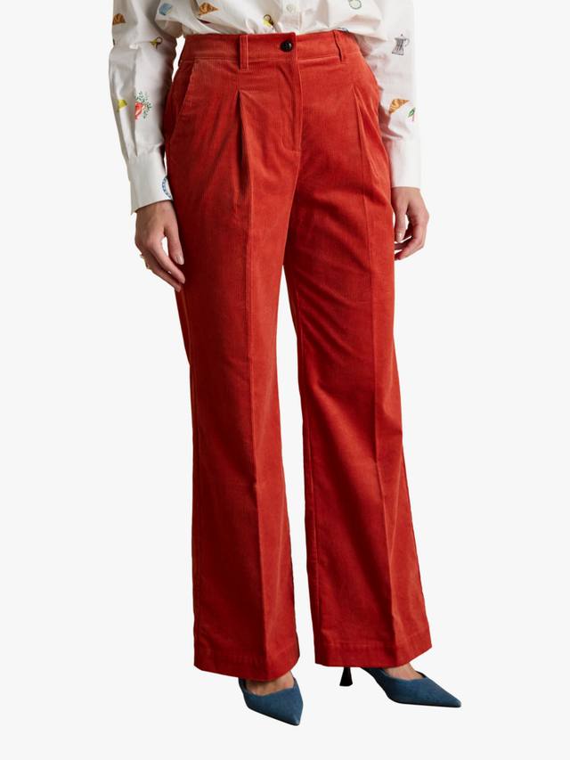 

Брюки с высокой талией плиссе из вельвета Joules, Ketchup