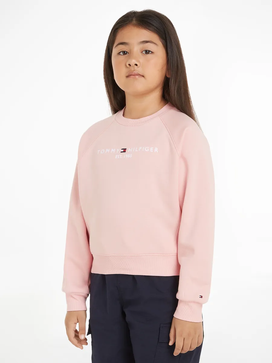 

Толстовка Tommy Hilfiger "ESSENTIAL EMBROIDERED FLEECE CN", детская до 16 лет с тисненым логотипом, цвет Soft Rose