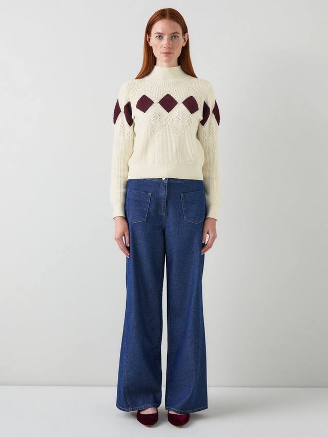 

Свитер Meera Argyle Pointelle L.K.Bennett, Cream/Burgundy