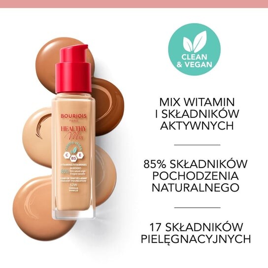 Веганская осветляющая тональная основа, № 51,5 с розой и ванилью Bourjois Healthy Mix Clean — фото 4