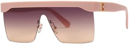 

Винтажные модные солнцезащитные очки большого квадратного размера для женщин и мужчин, стильные солнцезащитные очки с плоской оправой и защитой от УФ-излучения UV400 MTZJH, C5