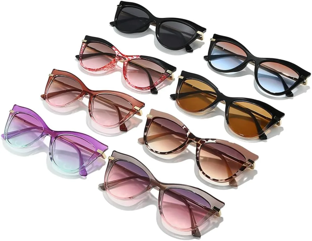 

Солнцезащитные очки «кошачий глаз» с двухцветным оправой для женщин, модные градиентные очки с защитой от УФ-излучения для мужчин UUPTTPL, Gray Pink Clear