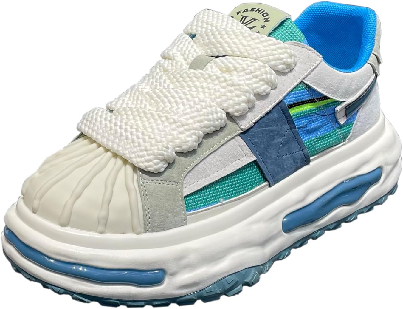 

Мужские повседневные кроссовки на платформе, с цветными вставками, шнуровкой, противоскользящие, для ходьбы с эффектом увеличения роста Lanverth, синий