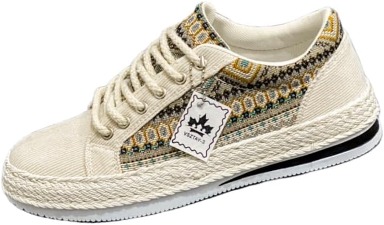 

Мужские кроссовки большого размера с дышащей тканью - повседневные модные туфли на плоской подошве с шнуровкой для ежедневного комфорта Fusecottc, бежевый