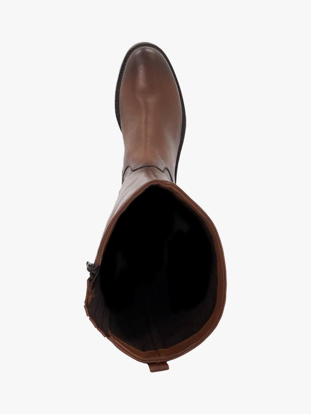 Ботинки Tayah Wide Fit высокие до колена с круглым носком и плоским каблуком из кожи Dune London, Tan-leather — фото 2