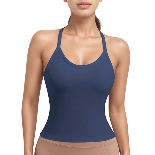 

Женский спортивный топ с перекрестными лямками на спине и встроенным бюстгальтером Anna-Kaci, Navy