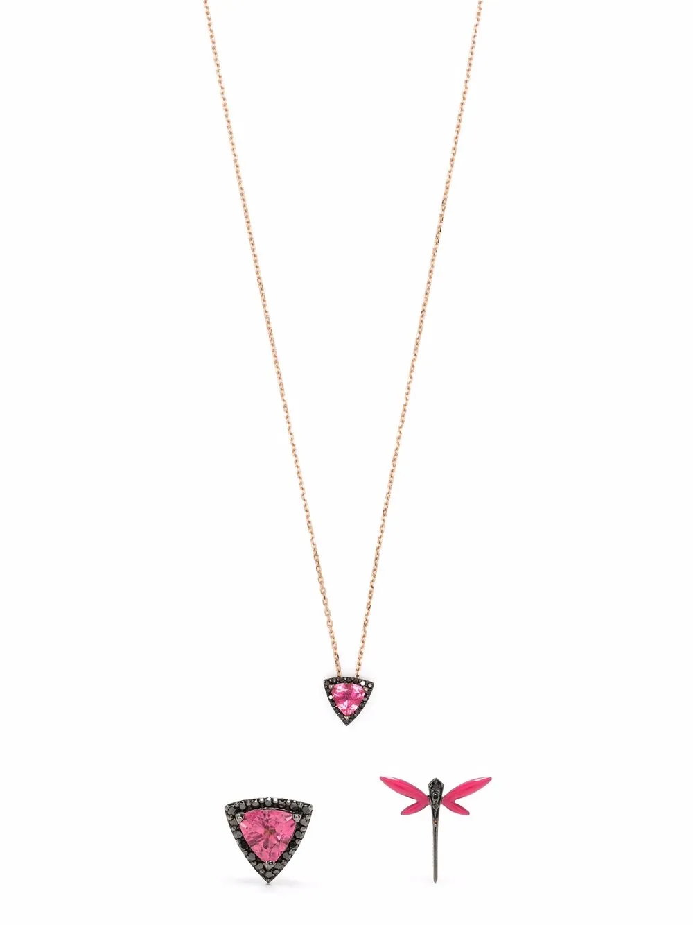 

Комплект из колье и серег Dragonfly из розового золота Anapsara, розовый