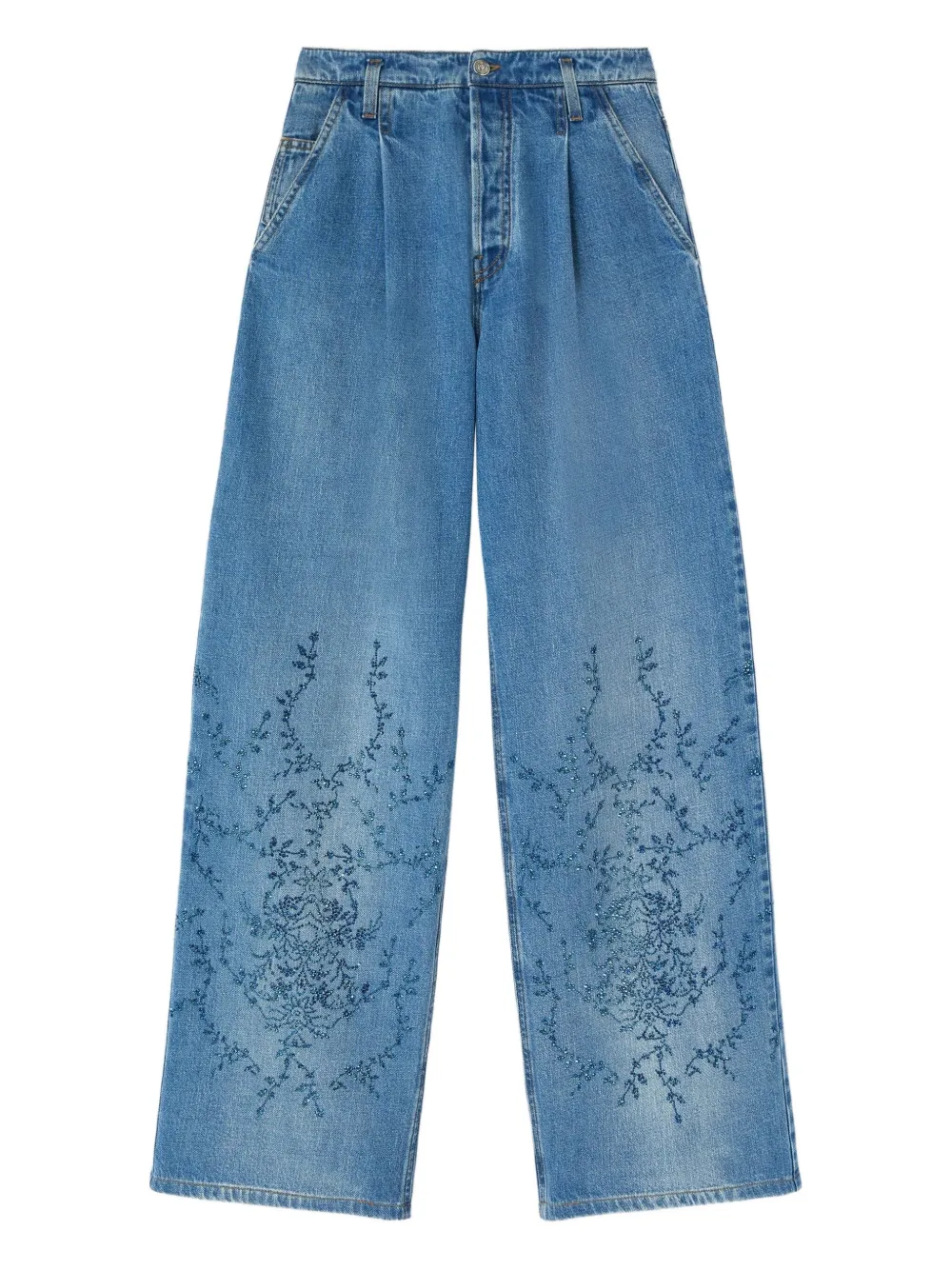 

Джинсы с цветочной вышивкой Ermanno Scervino, синий